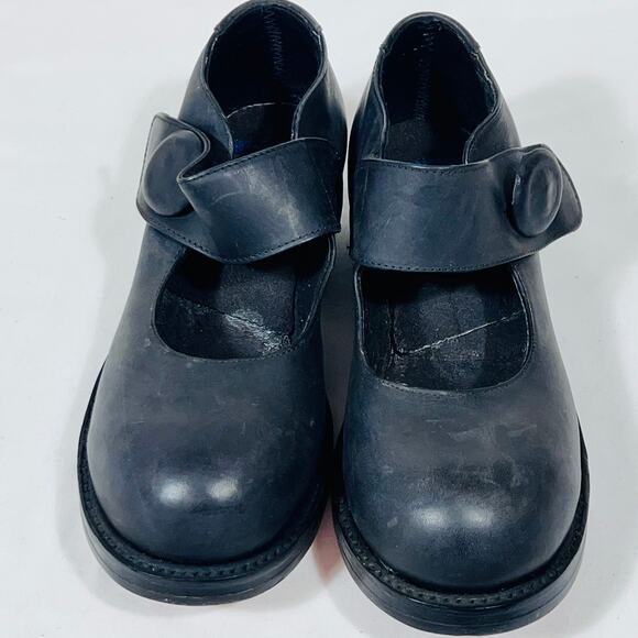 Vintage Nana by Muro Boots Women Black Leather Mary Jane Platform Heels Shoes - Picture 2 of 8